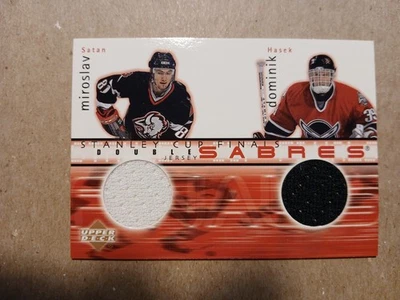 2001-02 Upper Deck Game Jerseys Serie II #DJSH Miroslav Satan/Dominik Hasek Foto 1 de 2