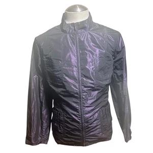 CHICOS Women’s Zip Front Metallic Purple Jacket Pockets Long Sleeve Size 16 - Picture 1 of 10