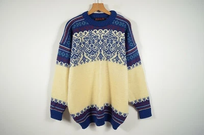DEVOLD _ HERREN NORWEGER WOLLE GROBSTRICK PULLOVER PULLI FAIR ISLE KNITWEAR _ Gr. XL - Bild 1 von 4