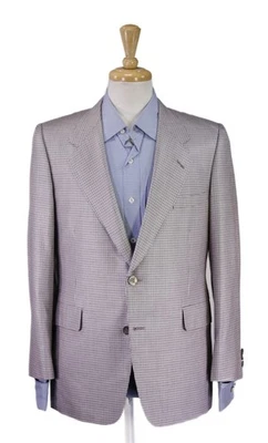 Hickey-Freeman Bespoke Silver Maroon Purple Check Wool Silk Sportcoat Blazer 40S - Image 1 of 4