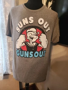 Camiseta Popeye The Sailor Man Suns Out Guns Out Gris Manga Corta Talla XL - Imagen 1 de 2