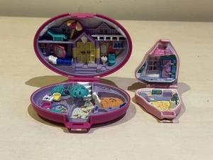 Polly Pocket 1995 Bluebird Lot - Beach House & Horse Compact Vintage Playsets - Bild 1 von 17