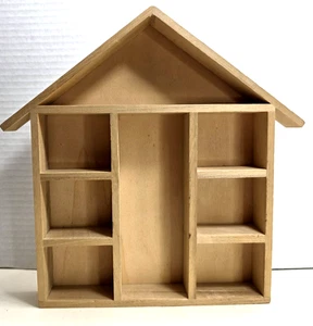 Vintage Holzhaus Schmuck Regal Schnick Schnack Miniaturen Wand Display EUC - Bild 1 von 8