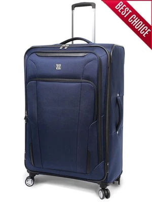 29 In Checked 8-Wheel Spinner Luggage Navy Home Expansion Durable Denier 9.1 Lbs - Image 1 of 4