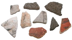 Nine Pieces Of Antique Pottery Shard American Indian Artifacts AP6/82825 - Picture 1 of 2