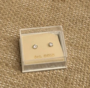 VINTAGE OHRRINGE 9 kt GOLD MIT CZ STEINEN JE 4 mm BREIT - Bild 1 von 3