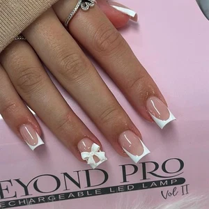 Short Square French Tip Press on Fake Nails French Tips Press-on Nai - Picture 1 of 10