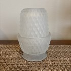 Indiana Glass Diamond Point Frosted Glass Fairy Lamp