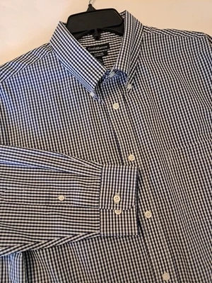 Camisa de vestir Croft & Barrow de manga larga para hombre talla 17,5 azul blanco a cuadros preppy  Foto 1 de 4