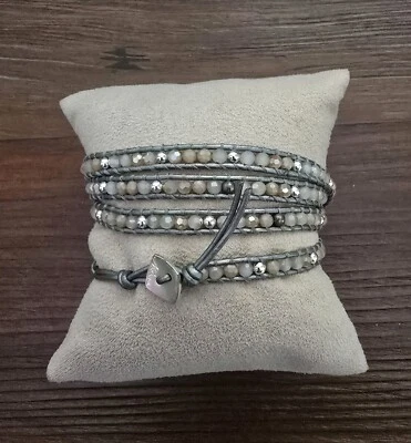 NUEVO SIN ETIQUETAS NACAMOL PARA ANTHROPOLOGIE PULSERA DE CUERO ENVOLVENTE PLATA/MULTI  Foto 1 de 4