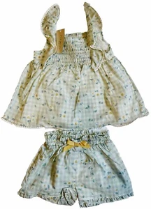 Max Studio Baby Girl Tank Ruffle Sleeves Shorts 2T Toddler Summer Beach Flowers - Picture 1 of 1