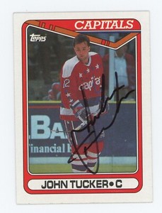 1990-91 Topps John Tucker #374 Autograph Signed Card Washington Capitals Auto