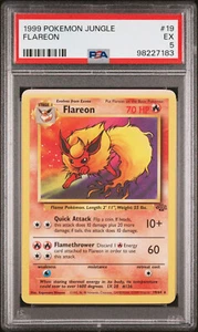 1999 POKEMON JUNGLE 19 FLAREON FADED INK EDGE ERROR PSA 5 - Picture 1 of 2