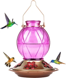 Hummingbird Feeder, Glass Hummingbird Feeder for Outdoors, Netted Texture Ball S - Picture 1 of 11