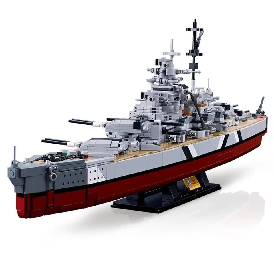 WW2 Germany Navy Warships Building Blocks KMS Bismarck Battleship Model - Image 1 of 4