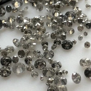 Lotto 1 ct 1-2 mm sale e pepe grigio naturale rotondo taglio brillante diaman... - Imagen 1 de 6