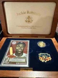 1997 $5 Gold Proof Jackie Robinson 50th Anniversary Legacy Commem Collection OGP - Picture 1 of 3