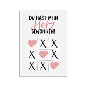 Postkarte Du hast mein HERZ gewonnen Postkarte Liebe, Postkarten Sprüche - Bild 1 von 5