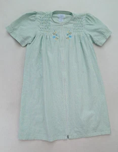 Ashley Taylor Women's Nightgown House Dress Size XL Blue Green Striped Seersucke - Picture 1 of 12