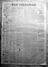 Rare original 1825 LYNCHBURG Virginia newspaper 188 yrs old -36yrs pre CIVIL WAR
