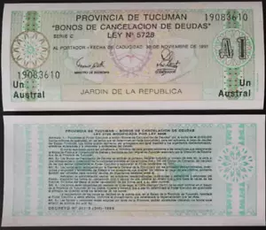 1991 Argentina 1 Australes BANKNOTE CURRENCY UNC - Picture 1 of 1
