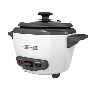 BLACK+DECKER 3-Cup Electric Rice Cooker with Keep-Warm Function, White, RC503 - Picture 1 of 7
