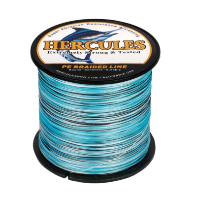 HERCULES Braided Fishing Line 1000M 1094Yds 10-300LB Test Color Select PE Sea 8S - Image 1 of 4