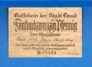 Germany Notgeld Stadt Caub 25 Pfennig 1921 Circulated Banknote - Picture 1 of 2