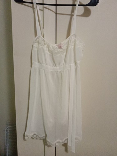 UNDERCOVER Mini abito vintage bambola bianca sposa Victoria's Secret camicia slip