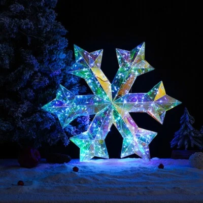 Luz LED UP Copo de Nieve Arco Iris Brillo Holográfico Árbol de Navidad Decoración Accesorios Foto 1 de 4