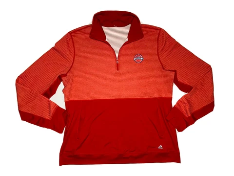Adidas NBA Detroit Pistons Men's Red Ribbed 1/4 Zip Pullover Sweater; Size L Cover