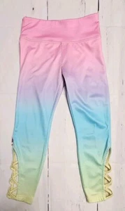 JUSTICE ACTIVE 6 GIRLS OMBRE PASTEL LATTICE OPEN BOTTOM EVERYDAY SPORT LEGGINGS - Picture 1 of 18