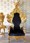 Huge Armchair Black Velvet King Throne Eagle Sculpture Top Baroque Rococo Style