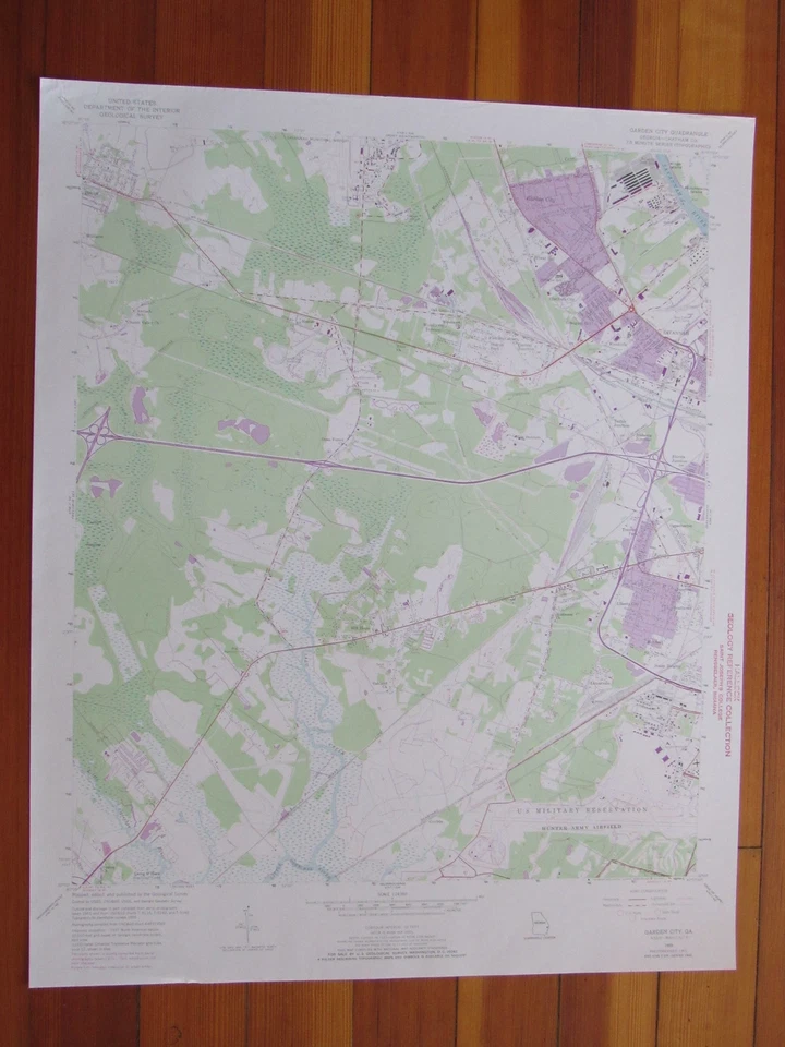 Mapa Topográfico Garden City Georgia 1973 Original Vintage USGS Foto 1 de 1