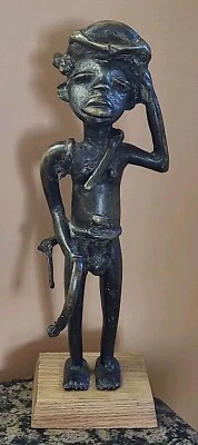 复古布基纳法索猎人 Ashanti 专利青铜 13.5 英寸高 — 第 1/4 张图片