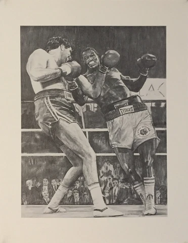 Larry Holmes vs Gerry Cooney Heavyweight Charcoal Art Print Boxing Fight Poster Cover