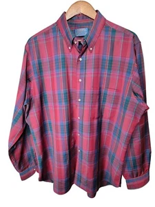 VTG Pendleton Size XL 100% Virgin Wool Shirt Red Blue Plaid Made In USA FLAW - Picture 1 of 7