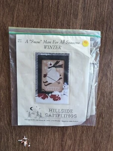Hillside Samplings Snow Man For All Seasons Linen Counted Cross Stitch Kit 1994 - Picture 1 of 5