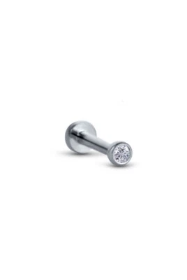 Titanium Labret Style Nose Ring Stud Threadless Push Pin 1.5mm CZ 16G 18G 20G - Image 1 of 2