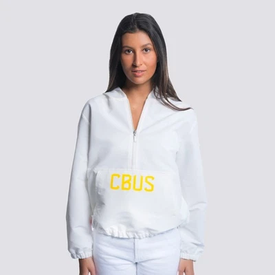 Women's-Lusso  White Columbus Crew Paige Half-Zip Hooded Jacket - Image 1 of 4