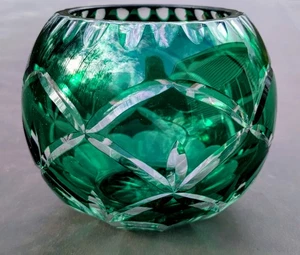 Ciotola Gorham Lady Anne Rose verde smeraldo cristallo taglio a trasparente ottime condizioni - Foto 1 di 15