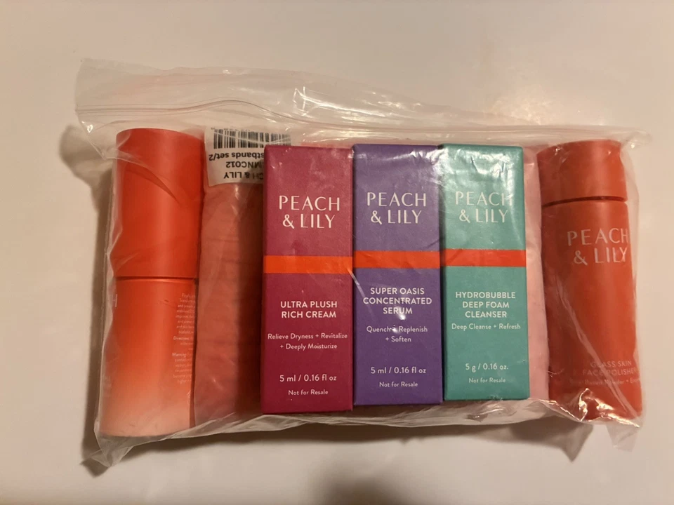 Peach & Lily ~ 6 Piezas Renovar e Hidratar Cuidado de la Piel Limpiador, Suero, Hidratante ~ NUEVO Foto 1 de 1