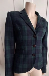 Jack Wills Wool Check Tweed Hacking Jacket Green Mix - Contrast Lining Size 12 - Picture 1 of 21