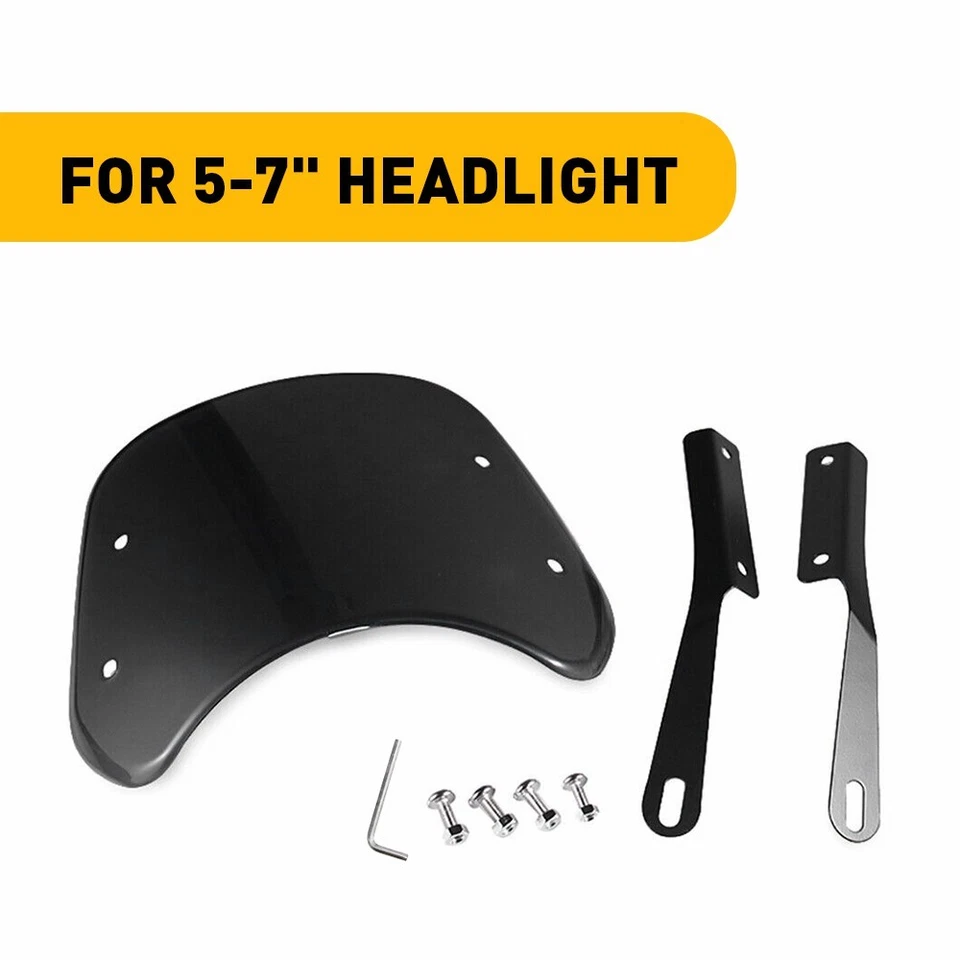 Carenado universal para parabrisas negro de 5-7" para moto Foto 1 de 4