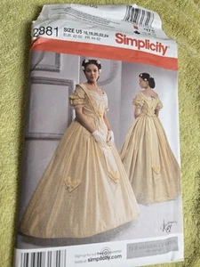 Vestido Colonial Patrón Costura Simplicity 2881 Talla 16-24 - Imagen 1 de 2