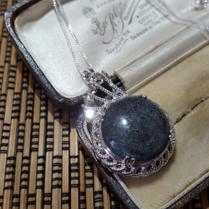 Collana in argento sterling 925, ciondolo lamproite australiana e diamanti argyle - Foto 1 di 7