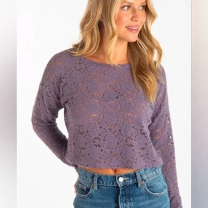 Camisa corta NATURAL LIFE de encaje púrpura manga larga talla pequeña - Imagen 1 de 6
