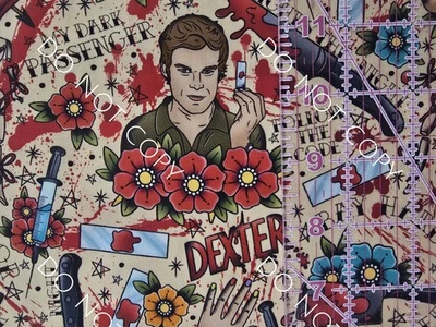 Custom Cotton Woven Fabric TV Show Dexter Series By The 1/4 Yard 9x56 - Image 1 of 2