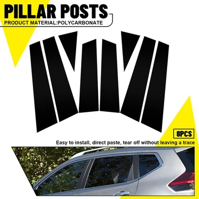 8X Para Nissan Rogue 2014-2020 Puerta Pilar Poste Borde Brillo Negro Accesorios Coche Foto 1 de 4