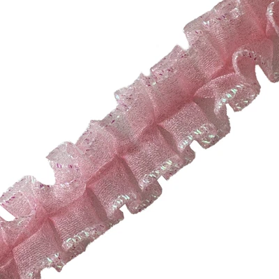 CAJA ORGANZA PLISADA 1", COSIDA EN EL MEDIO, BORDES IRIDISCENTES, ENVÍO GRATUITO EE. UU. Foto 1 de 4